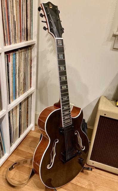 Naoki O. 7-string Semi-Hollow build - front view